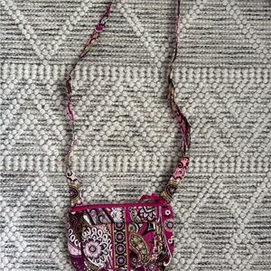 Vera Bradley Pink and Green Quilted Crossbody Bag